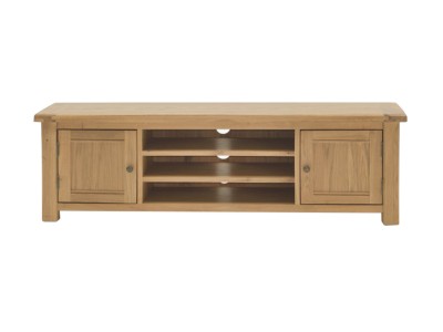 Comoda TV din lemn de stejar si furnir, cu 2 usi Breeze 160 Oak, l160xA43xH48,5 cm