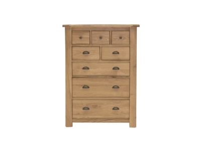 Comoda din lemn de stejar si furnir, cu 8 sertare Breeze Oak, l88xA45xH120 cm