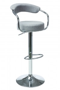 Scaun de bar tapitat cu stofa, cu picior metalic Cali-231 Light Grey, l50xA37xH88-119 cm