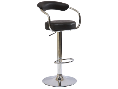 Scaun de bar tapitat cu piele ecologica, cu picior metalic Cali-231 Black, l35xA35xH86-106 cm