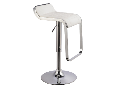 Scaun de bar tapitat cu piele ecologica, cu picior metalic Cali-621 White, l35xA42xH68-90 cm