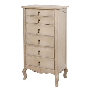 Cabinet din lemn de mesteacan, cu 6 sertare Venezia VE821K Beige, l66xA45xH116 cm