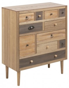 Cabinet din MDF si furnir, cu 11 sertare Thais Natural, l70xA32xH81 cm