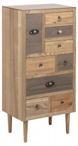 Cabinet din MDF si furnir, cu 9 sertare Thais Natural, l48xA32xH98 cm