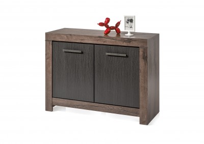 Cabinet din pal, cu 2 usi Blake Stejar Negru / Stejar, l112xA45xH85 cm