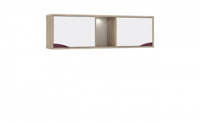 Cabinet suspendat din pal, cu 2 usi Novelle White / Oak, l155,2xA34,3xH46,4 cm