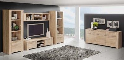 Set de mobila living din pal, 5 piese Calpeda Sonoma Oak