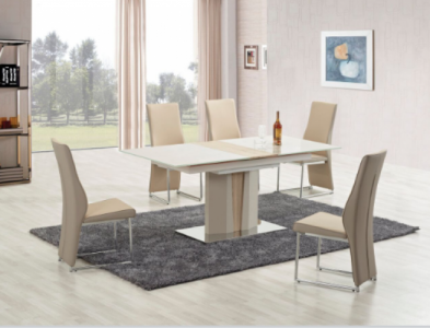 Masa din MDF si sticla Camaro,  L150-180xl90xh76 cm