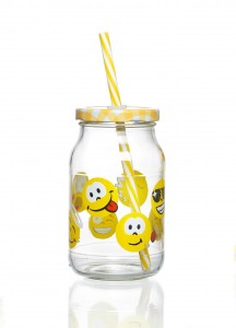 Set cani cu pai si capac Emoticons, Flirt, 450 ml, 6 piese