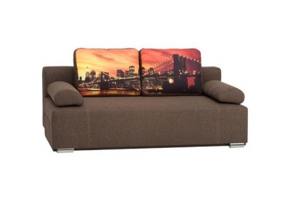 Canapea extensibila tapitata cu stofa, 3 locuri Fado Brown, l190xA90xH70 cm