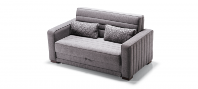 Canapea Bunco Gri Extensibila cu Spuma Poliuretanica, 2 Locuri, Suprafata de Dormit 190x137 cm, tapitata cu Stofa, cu Lada de Depozitare, Perne Incluse, l175xA100xH92 cm