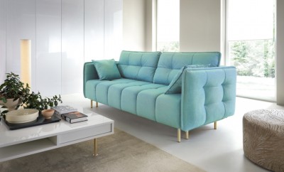 Canapea Cavola Castel 34 Extensibila cu Arcuri Pocket si Spuma Poliuretanica, 3 Locuri, Suprafata de Dormit 200x140 cm, tapitata cu Stofa Easy Clean, cu Lada de Depozitare, Perne Incluse, l222xA92xH94 cm