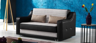 Canapea extensibila cu lada de depozitare, 2 locuri Memory Negru / Gri K1, l180xA105xH95 cm