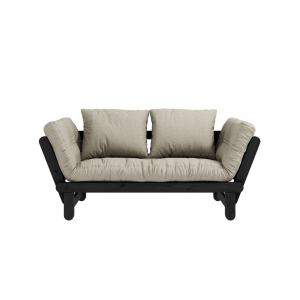 Canapea Extensibila 2 locuri, stofa si cadru lemn de pin, Beat Black Linen, l162xA80xH77 cm