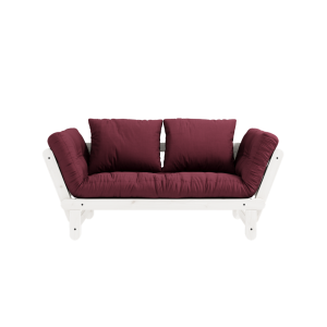 Canapea Extensibila 2 locuri, stofa si cadru lemn de pin, Beat White, l162xA80xH77 cm