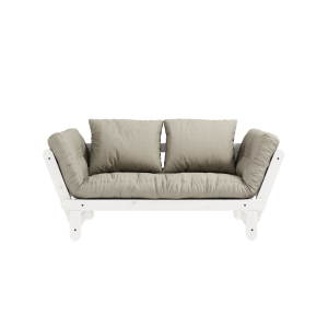 Canapea Extensibila 2 locuri, stofa si cadru lemn de pin, Beat White Linen, l162xA80xH77 cm