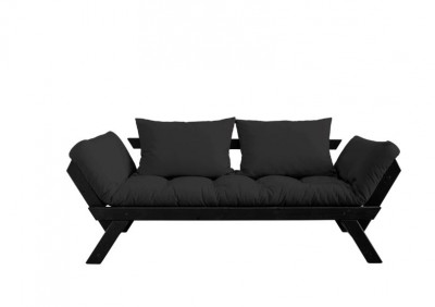 Canapea Extensibila 2 locuri, stofa si cadru lemn de pin, Bebop Black, l174xA80xH80 cm-Antracit