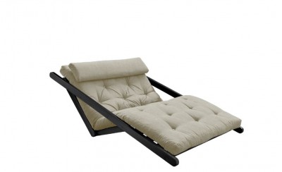 Canapea Extensibila 2 locuri, stofa si cadru lemn de pin, Figo Black Linen, l130xA185xH82 cm