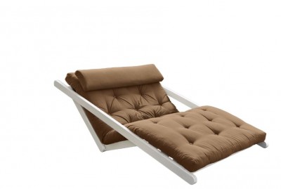 Canapea Extensibila 2 locuri, stofa si cadru lemn de pin, Figo White, l130xA185xH82 cm