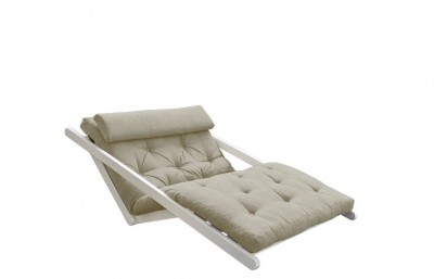 Canapea Extensibila 2 locuri, stofa si cadru lemn de pin, Figo White Linen, l130xA185xH82 cm