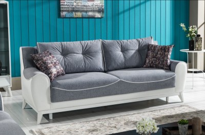 Canapea extensibila cu lada de depozitare, 3 locuri Aria Gri K1, l240xA96xH90 cm