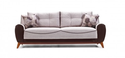 Canapea extensibila cu lada de depozitare, 3 locuri Aria Gri deschis / Maro K2, l240xA96xH90 cm