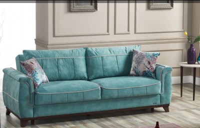 Canapea extensibila cu lada de depozitare, tapitata cu stofa 3 locuri Babil Turcoaz K1, l237xA96xH88 cm