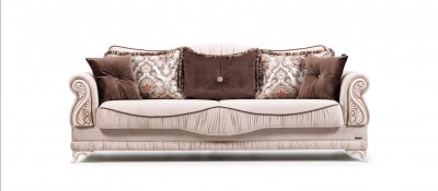 Canapea extensibila cu lada de depozitare, 3 locuri Beyzade Crem K2, l235xA94xH94 cm