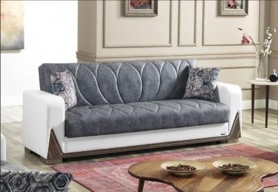 Canapea extensibila cu lada de depozitare, 3 locuri Bugatti Gri K1, l230xA80xH90 cm