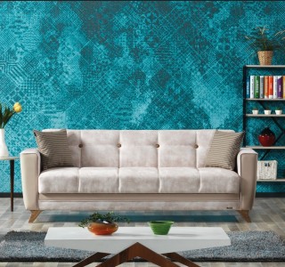 Canapea extensibila cu lada de depozitare, 3 locuri Grande Bej K1, l226xA82xH84 cm