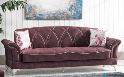 Canapea extensibila cu lada de depozitare, 3 locuri Lagun Burgundy K1, l245xA84xH95 cm