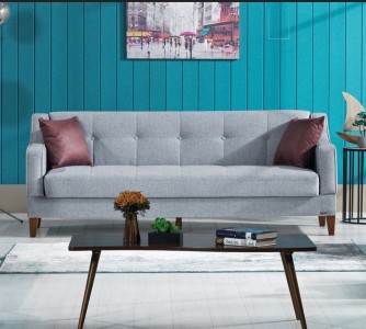 Canapea extensibila cu lada de depozitare, 3 locuri Lupo Gri K1, l217xA82xH84 cm