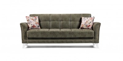 Canapea extensibila cu lada de depozitare, 3 locuri Petek Verde K3, l230xA84xH95 cm