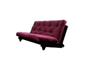 Canapea Extensibila 3 locuri, stofa si cadru lemn de pin, Fresh Black, l200xA100xH82 cm