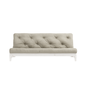 Canapea Extensibila 3 locuri, stofa si cadru lemn de pin, Fresh White Linen, l200xA100xH82 cm