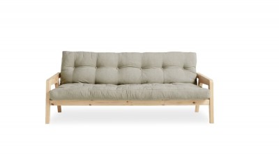 Canapea Extensibila 3 locuri, stofa si cadru lemn de pin, Grab Natural Linen, l204xA90xH93 cm