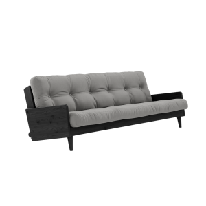 Canapea Extensibila 3 locuri, stofa si cadru lemn de pin, Indie Black, l200xA100xH78 cm