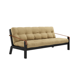 Canapea Extensibila 3 locuri, stofa si cadru lemn de pin, Poetry Black Wheat Beige, l204xA90xH90 cm