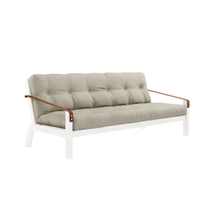 Canapea Extensibila 3 locuri, stofa si cadru lemn de pin, Poetry White Linen, l204xA90xH90 cm