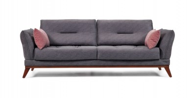 Canapea fixa tapitata, 3 locuri Tampa Gri inchis K3, l228xA100xH86 cm