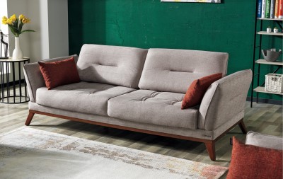 Canapea fixa tapitata, 3 locuri Tampa Gri deschis K1, l228xA100xH86 cm