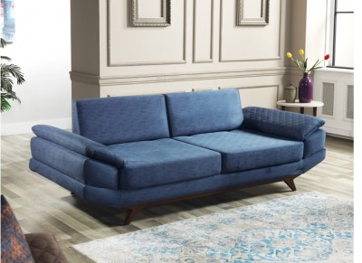 Canapea fixa tapitata, 3 locuri Twice Albastru  K1, l235xA106xH80 cm