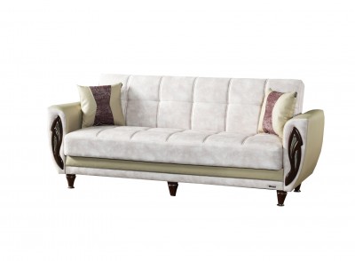 Canapea extensibila cu lada de depozitare, 3 locuri Domino Bej K1, l230xA85xH95 cm