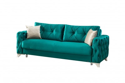 Canapea extensibila cu lada de depozitare, 3 locuri Soci Turcoaz K1, l232xA96xH85 cm