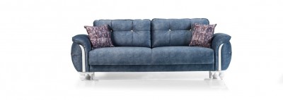 Canapea extensibila cu lada de depozitare, 3 locuri Uskup Bleu K2, l255xA96xH88 cm