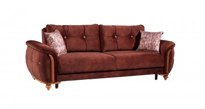 Canapea extensibila cu lada de depozitare, 3 locuri Uskup Caramiziu K1, l255xA96xH88 cm