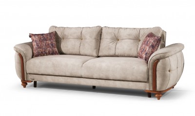 Canapea extensibila cu lada de depozitare, 3 locuri Uskup Grej K1, l255xA96xH88 cm