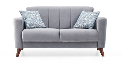 Canapea extensibila cu lada de depozitare, tapitata cu stofa, 2 locuri Loft II Velvet Gri, l156xA88,5xH80 cm