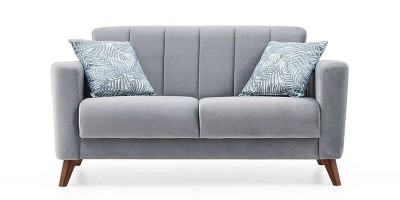 Canapea extensibila cu lada de depozitare, tapitata cu stofa, 2 locuri Loft Velvet Gri, l156xA88,5xH80 cm