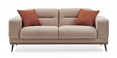 Canapea extensibila tapitata cu stofa, 2 locuri, Larina Velvet Grej, l190xA82xH78 cm